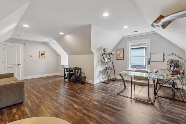 2106 Higbee Ave, Memphis, TN 38104 - office space with vaulted ceiling, wood finished floors, baseboards, and recessed lighting