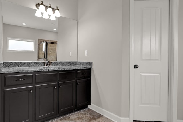 6486 Anglia Valley Dr, Arlington, TN 38002 - full bath featuring vanity, a shower stall, baseboards, and tile patterned flooring