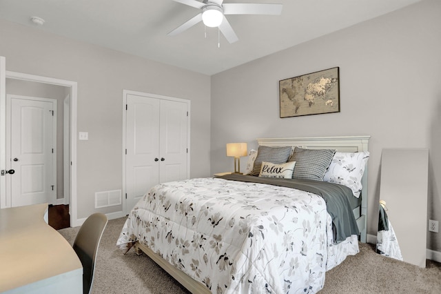 6486 Anglia Valley Dr, Arlington, TN 38002 - carpeted bedroom with a closet, a ceiling fan, and baseboards