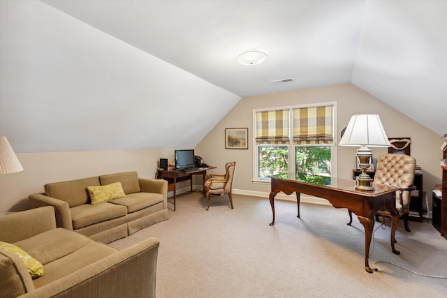 8741 Montavesta Dr, Germantown, TN 38139 - office area with light carpet and lofted ceiling
