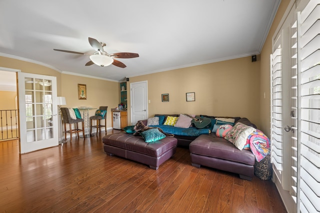 1073 Woodland Glen Dr, Cordova, TN 38018 - living area featuring crown molding, a ceiling fan, and wood finished floors