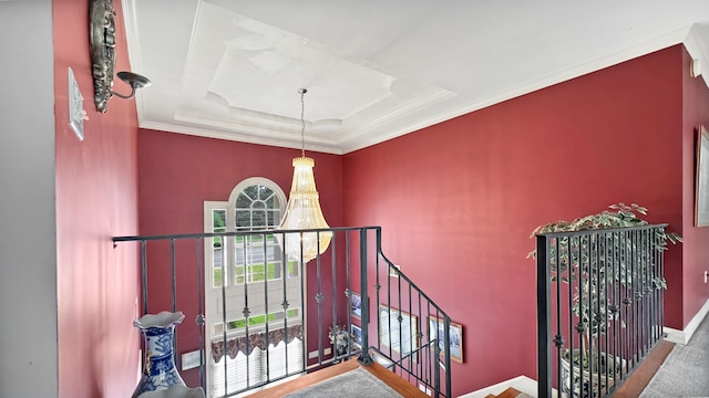 9573 Wolf River Blvd, Germantown, TN 38139 - staircase with a tray ceiling and baseboards
