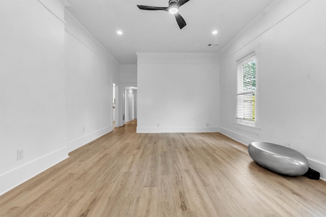 1721 Nelson Ave, Memphis, TN 38114 - unfurnished room featuring light wood-type flooring, ceiling fan, recessed lighting, and baseboards