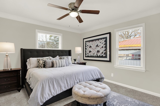 3314 Frayser View Dr, Memphis, TN 38127 - bedroom featuring light colored carpet, baseboards, ornamental molding, and ceiling fan