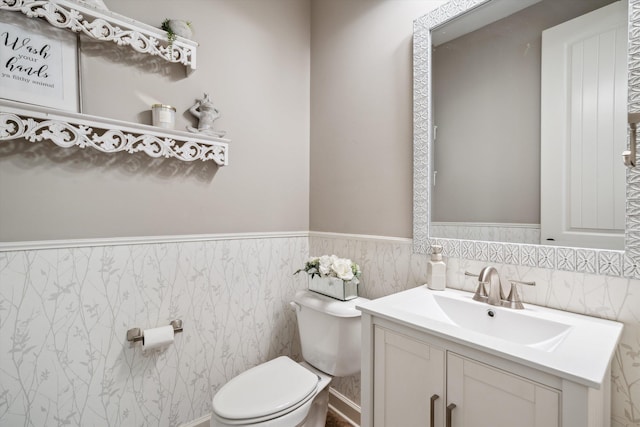 125 Mallard Ln, Rossville, TN 38066 - bathroom with toilet, vanity, and a wainscoted wall