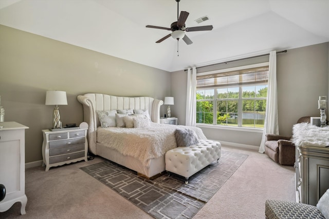 125 Mallard Ln, Rossville, TN 38066 - bedroom featuring carpet, vaulted ceiling, baseboards, and a ceiling fan
