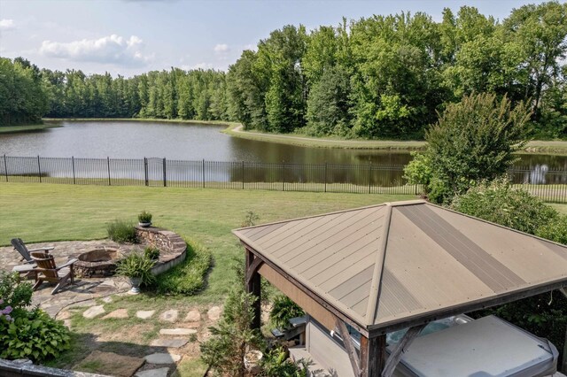 125 Mallard Ln, Rossville, TN 38066 - view of yard with a fire pit and a water view