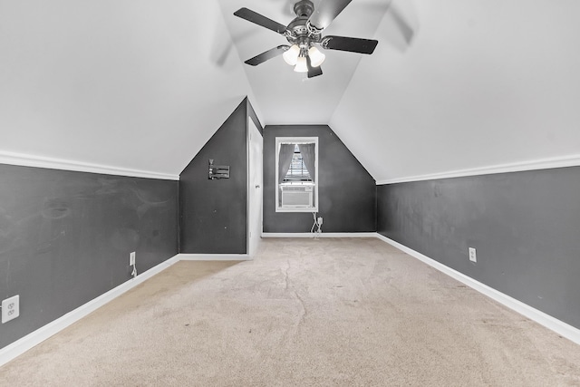 4788 Shadow View Ln, Bartlett, TN 38002 - bonus room featuring baseboards, carpet floors, lofted ceiling, ceiling fan, and cooling unit