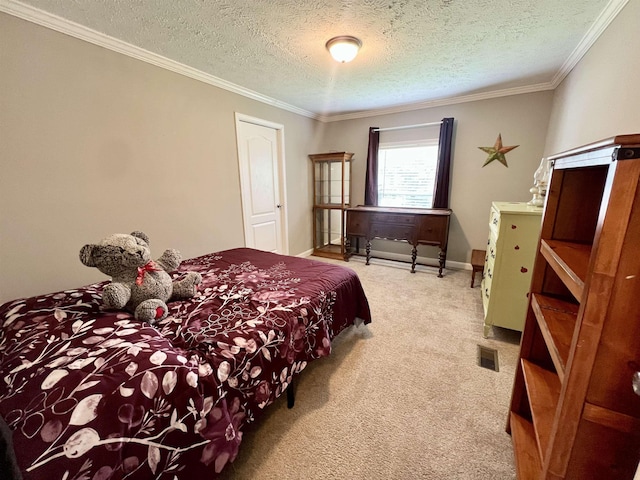 2045 Hardin Graveyard Rd, Adamsville, TN 38310 - carpeted bedroom with ornamental molding and a textured ceiling