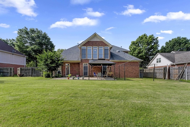 420 Estanaula Rd, Collierville, TN 38017 - rear view of property with brick siding, a patio area, a gazebo, and roof with shingles
