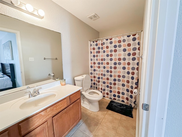 1400 Stable Run Dr, Cordova, TN 38016 - bathroom with tile patterned floors, vanity, toilet, and a shower with curtain