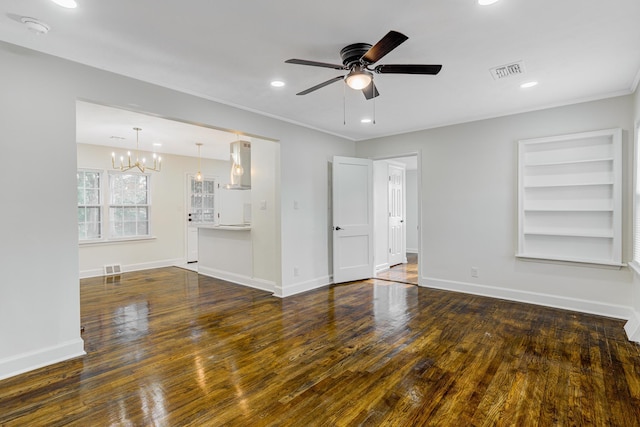 4009 Hemingway Ave, Memphis, TN 38128 - spare room with ceiling fan, wood-type flooring, recessed lighting, baseboards, and crown molding