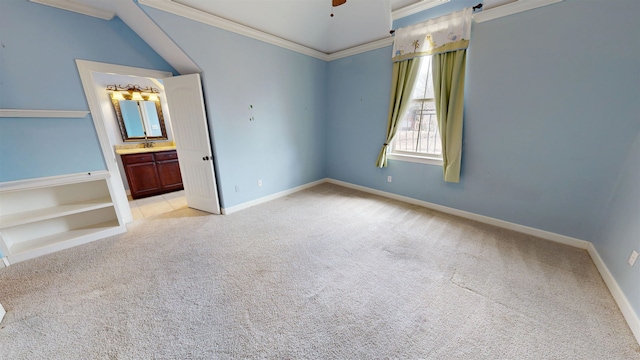 4111 Sir Thopas Dr, Southaven, MS 38671 - unfurnished bedroom with light carpet, crown molding, and connected bathroom