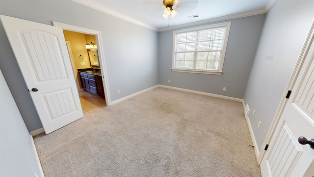 4111 Sir Thopas Dr, Southaven, MS 38671 - unfurnished bedroom featuring light carpet, crown molding, and ensuite bath