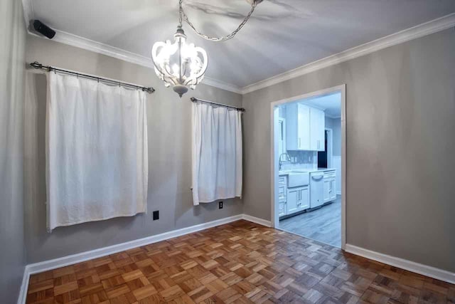 4737 Sequoia Ave, Memphis, TN 38117 - spare room with a chandelier and crown molding