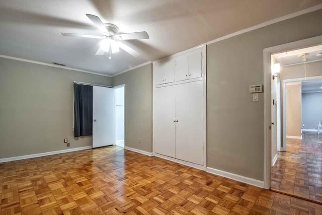 4737 Sequoia Ave, Memphis, TN 38117 - unfurnished bedroom with crown molding, a closet, and ceiling fan