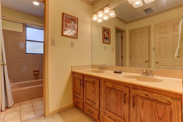 2994 Oakleigh Ln, Germantown, TN 38138 - full bathroom with double vanity, tile patterned flooring, and shower / bath combination