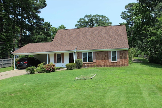 3642 Charlene Rd, Bartlett, TN 38135 - view of front of house with concrete driveway, a shingled roof, an attached carport, and brick siding