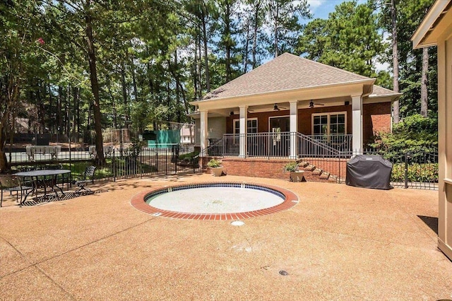 2155 Wickersham Ln, Germantown, TN 38139 - view of swimming pool with a grill, ceiling fan, and a patio area
