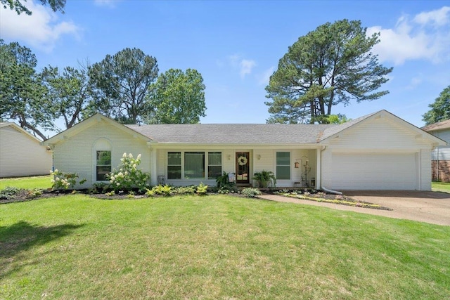 1469 Poplar Estates Pkwy, Germantown, TN 38138 - single story home with an attached garage, concrete driveway, a front yard, and brick siding