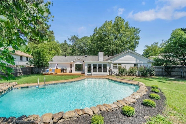 1469 Poplar Estates Pkwy, Germantown, TN 38138 - view of swimming pool featuring a deck and a fenced backyard