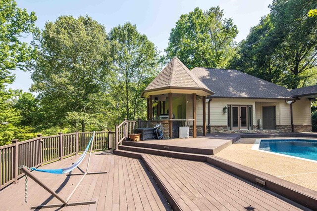 236 Riveredge Cv, Memphis, TN 38018 - wooden deck featuring french doors and view of wooded area