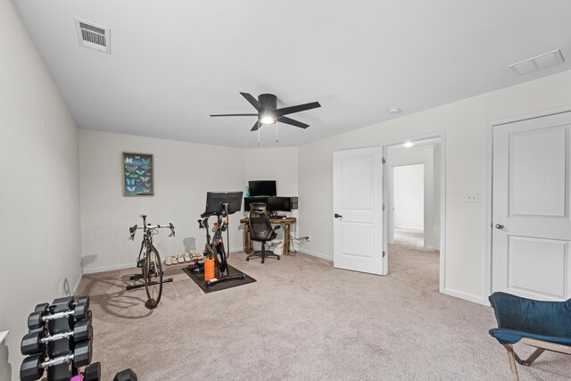 691 Rocky Field Cv, Memphis, TN 38018 - workout room with carpet flooring and ceiling fan