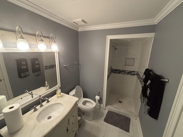 1000 Murray Hill Ln Unit 103, Memphis, TN 38120 - bathroom featuring tiled shower, vanity, and crown molding