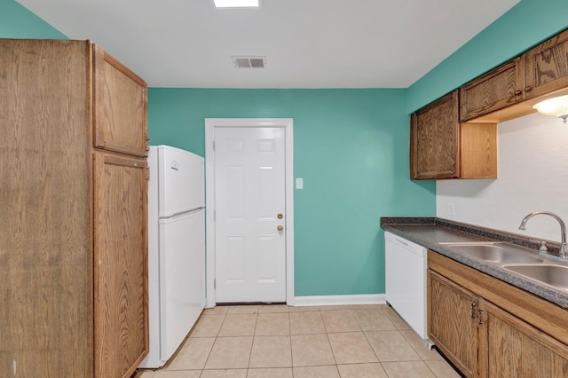 2154 N Hubert Cir, Memphis, TN 38108 - kitchen featuring white appliances, dark countertops, and light tile patterned floors