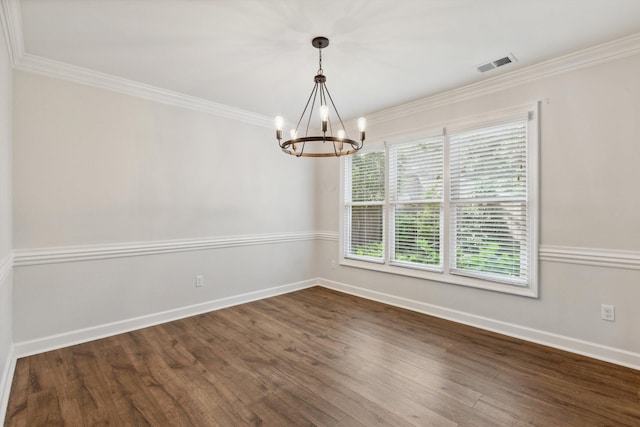 8394 N Westfair Cir N, Germantown, TN 38139 - unfurnished room with a chandelier, crown molding, and dark wood finished floors