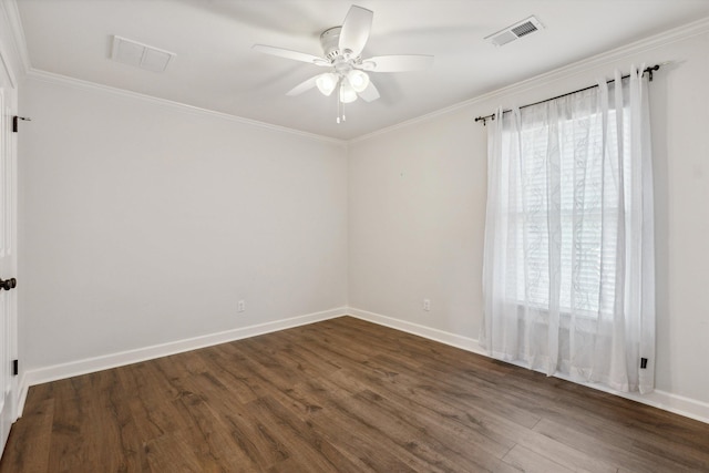 8394 N Westfair Cir N, Germantown, TN 38139 - empty room featuring ceiling fan, dark wood-style flooring, and ornamental molding