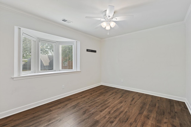 8394 N Westfair Cir N, Germantown, TN 38139 - unfurnished room featuring dark wood-style flooring, ornamental molding, and ceiling fan
