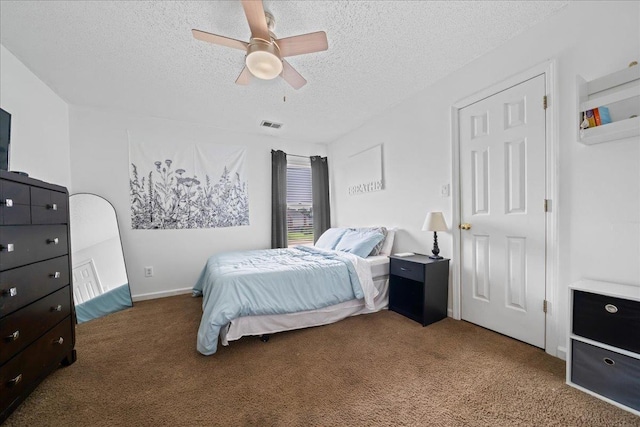 6806 Briarfield Ln, Bartlett, TN 38135 - bedroom featuring carpet floors, a textured ceiling, and ceiling fan