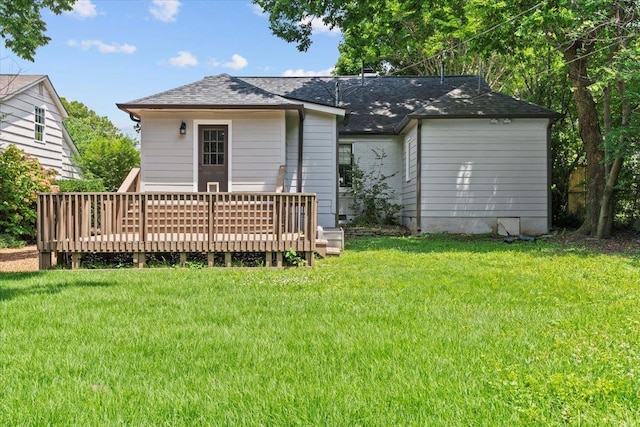193 Alexander St, Memphis, TN 38111 - back of house featuring a wooden deck, a lawn, and a shingled roof