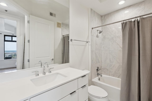 717 Riverside Dr Unit 1403, Memphis, TN 38103 - full bathroom with shower / bath combo, vanity, and recessed lighting