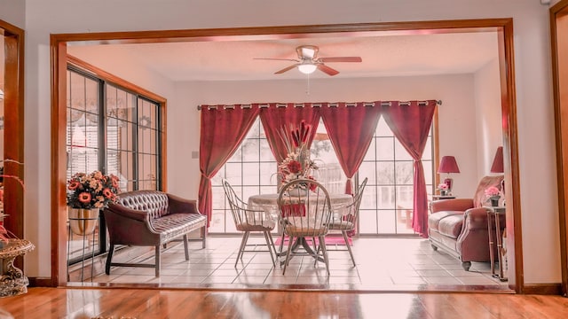4431 Green Creek Dr, Memphis, TN 38125 - dining space with ceiling fan and wood finished floors