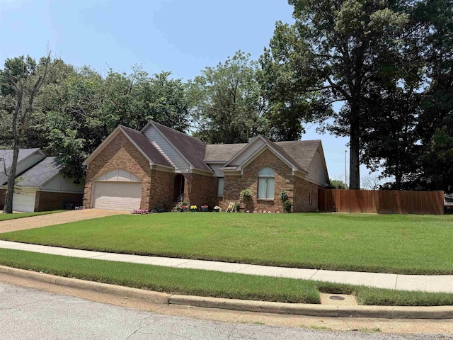4431 Green Creek Dr, Memphis, TN 38125 - ranch-style home with a garage, brick siding, and concrete driveway