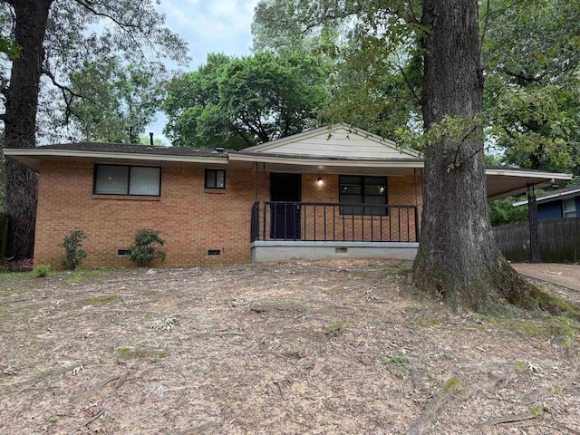 3413 Mountain Ter, Memphis, TN 38127 - view of front of property with crawl space, brick siding, and covered porch