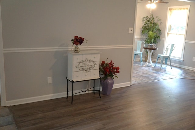 227 Lake Shore Dr, Munford, TN 38058 - interior space with ceiling fan and wood finished floors