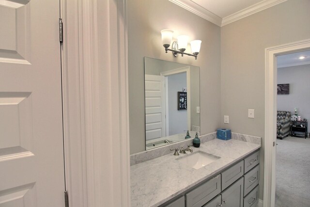 3181 Chapel Woods Cv, Germantown, TN 38139 - bathroom featuring crown molding and vanity