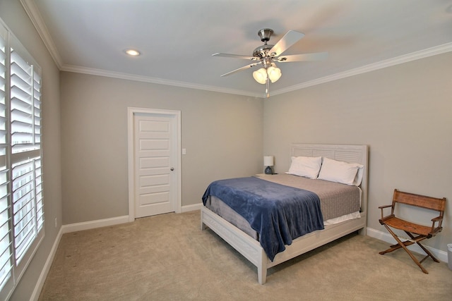 3181 Chapel Woods Cv, Germantown, TN 38139 - carpeted bedroom with crown molding, ceiling fan, and recessed lighting