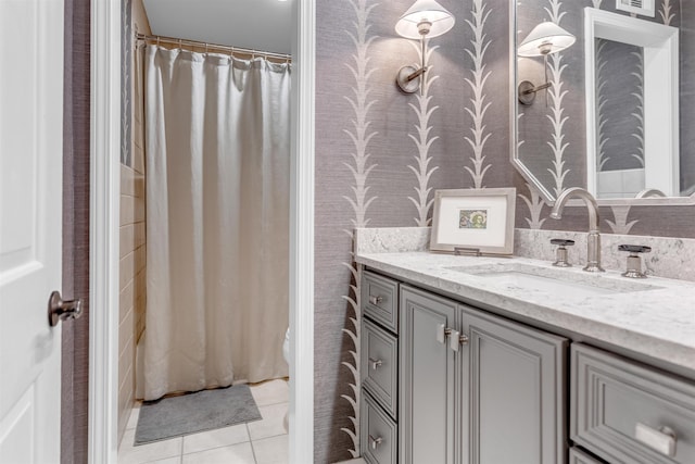 2016 Restington Ln Unit 2016, Memphis, TN 38119 - full bathroom with vanity, tile patterned floors, and wallpapered walls