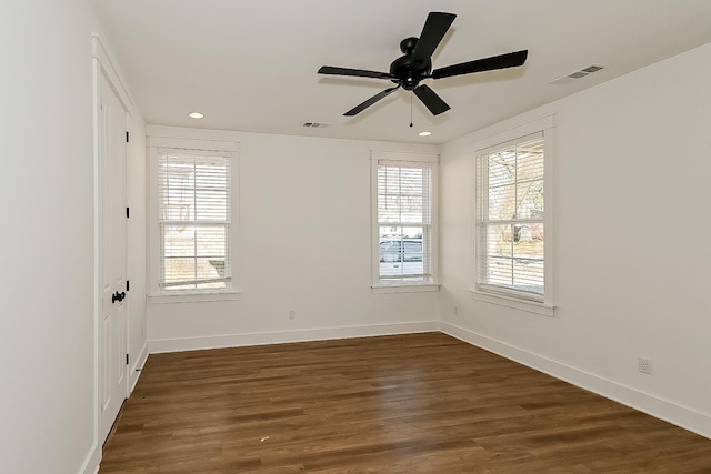 3615 Kearney Ave, Memphis, TN 38111 - spare room with plenty of natural light, wood finished floors, recessed lighting, and ceiling fan