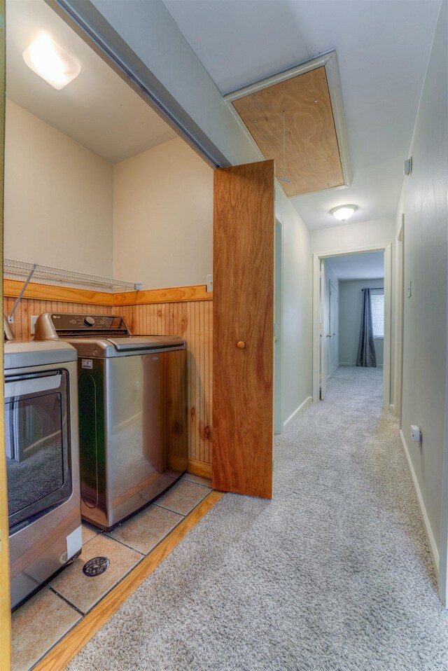 1841 Fernspring Cv Unit 26, Germantown, TN 38138 - washroom featuring washer and dryer, attic access, and carpet flooring