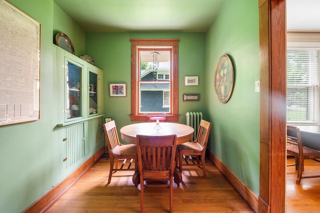 1668 Forest Ave, Memphis, TN 38112 - dining area featuring light wood finished floors, healthy amount of natural light, and radiator