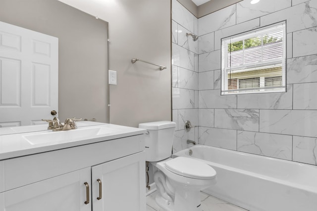 764 Garland St, Memphis, TN 38107 - full bath featuring marble look tile flooring, vanity, and shower / tub combination