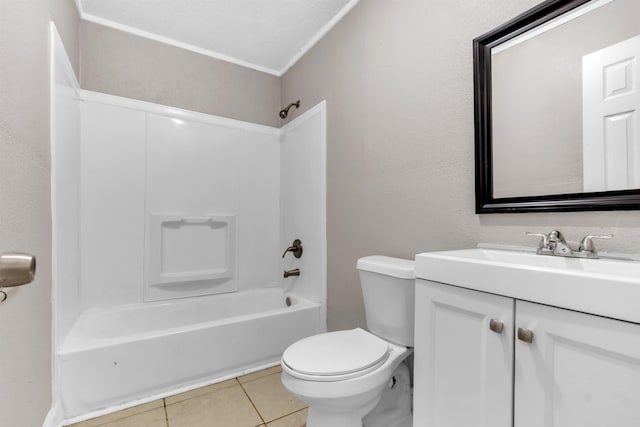 1017 Creston Ave, Memphis, TN 38127 - full bathroom with vanity, shower / bathtub combination, tile patterned floors, and ornamental molding