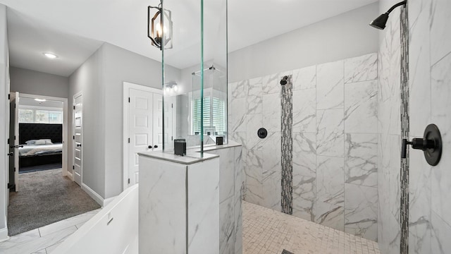 720 Woodland Fox Cv, Cordova, TN 38018 - bathroom featuring ensuite bathroom, marble finish flooring, and a marble finish shower