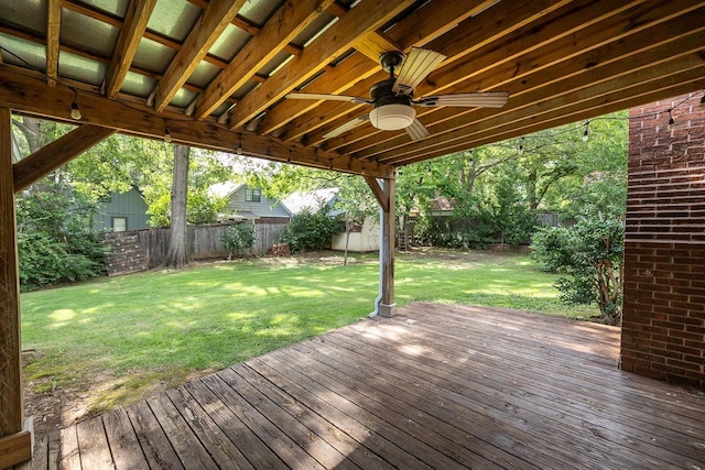 2539 Kenwood Rd, Bartlett, TN 38134 - wooden deck featuring a fenced backyard and ceiling fan