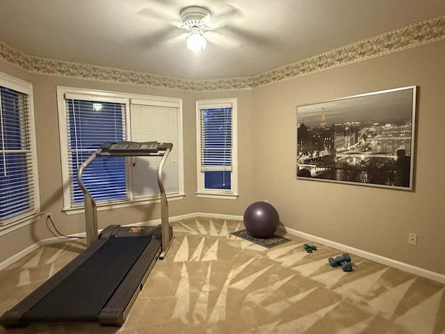 7598 Fairway Forest Dr E, Memphis, TN 38016 - workout area featuring carpet and a ceiling fan